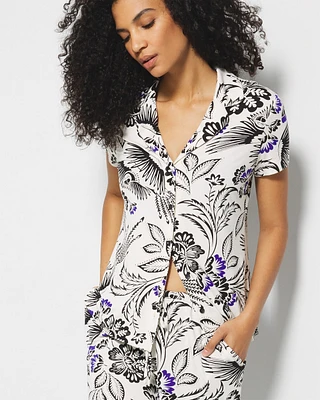 Cool Nights Short Sleeve Notch Collar Pajama Top