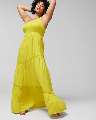 Woven One Shoulder Maxi Bra Dress