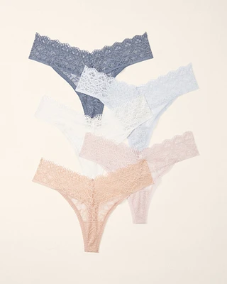 Embraceable Thong Panty with Enchanting Lace 5 Pack