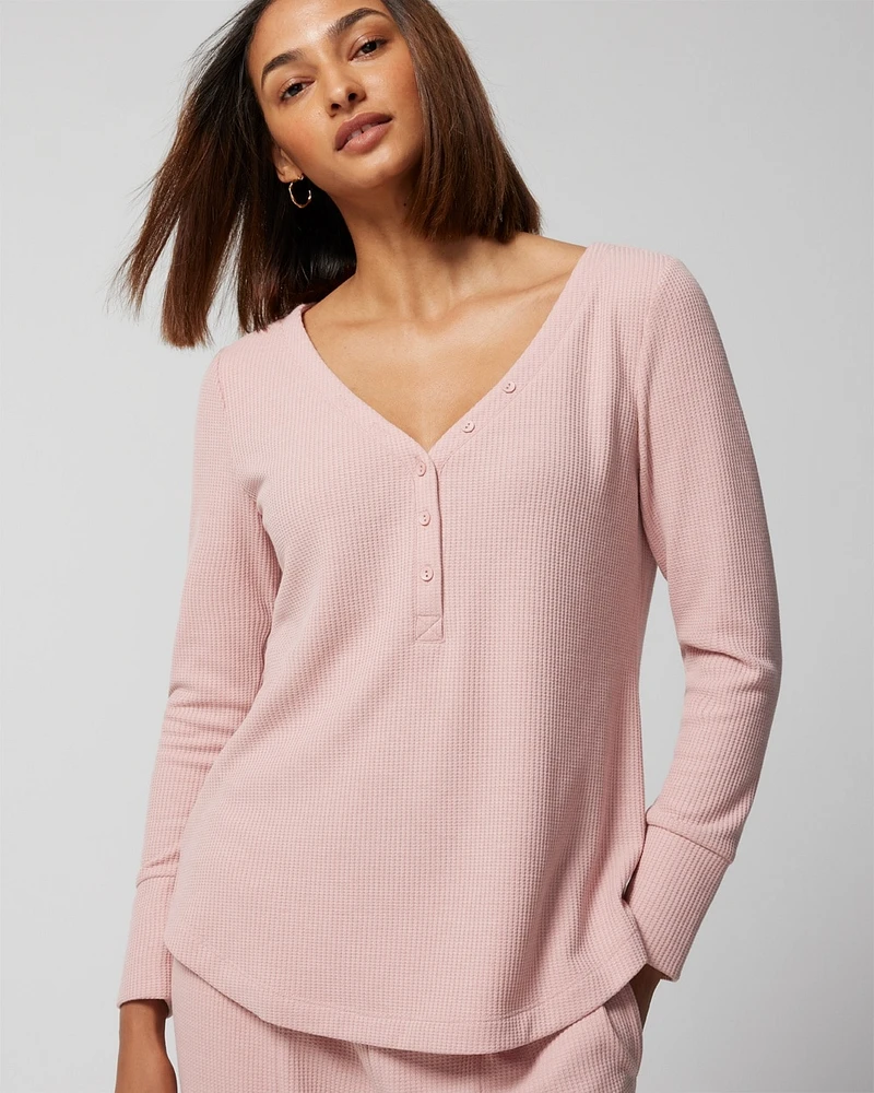 Cozy Waffle Long-Sleeve Pajama Top