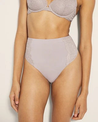 Vanishing Tummy High-Waist Thong Panty With Lace