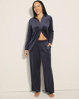 Velvety Ribbed Wide-Leg Pants