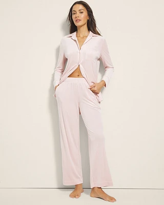 Velvety Ribbed Wide-Leg Pants