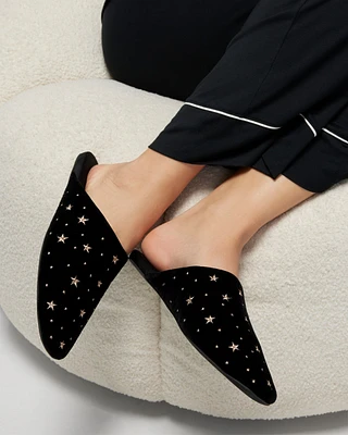 Velvety Embroidered Slippers