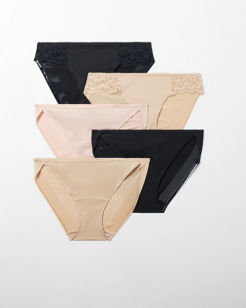 Vanishing Edge Bikini Panty with Lace 5 Pack