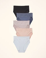 Vanishing Edge Cotton Blend High-Leg Panty with Lace 5 Pack