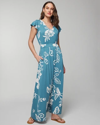 Soft Jersey Flutter Sleeve Maxi Bra Dress