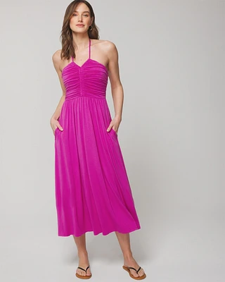 Soft Jersey Halter Tie Midi Bra Dress