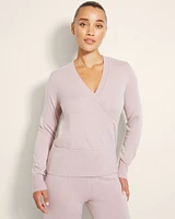 Long-Sleeve Surplice Sweater