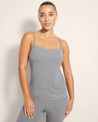 Cool Nights Rib Lace Trim Cami