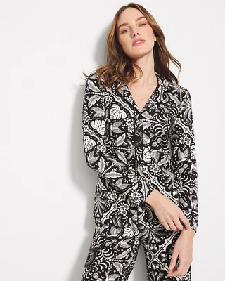 Cool Nights Long-Sleeve Printed Notch Collar