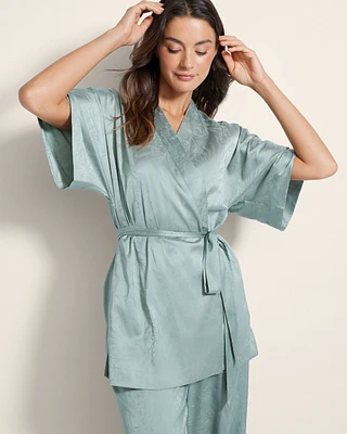 Satin Jacquard Short Robe