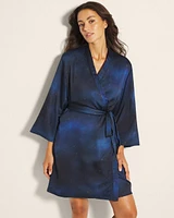 Satin Reversible Short Robe with Plush Interior