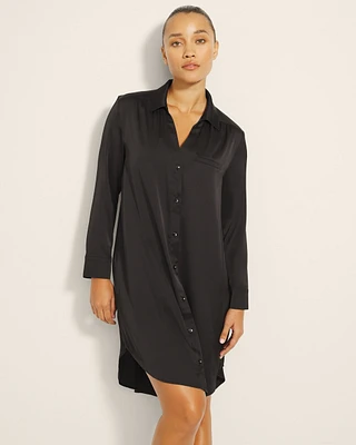 Satin Button Front Sleepshirt