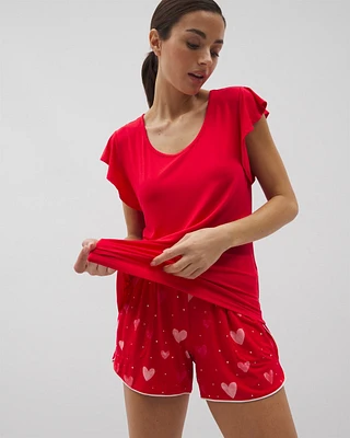 Cool Nights Short-Sleeve Flutter Pajama Top