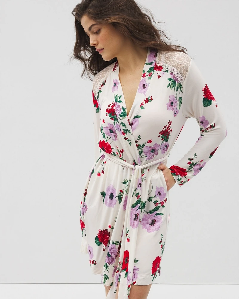 Cool Nights Short Robe With Lace