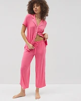 Cool Nights Solid Piped Crop Pajama Pant