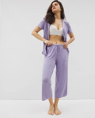 Cool Nights Solid Piped Crop Pajama Pant