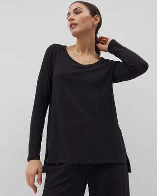 Cotton Slub Long-Sleeve Top