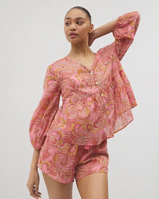 Cotton Voile Long Sleeve Pajama Top