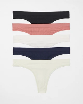 Seamless Rib Thong Panty 5 Pack
