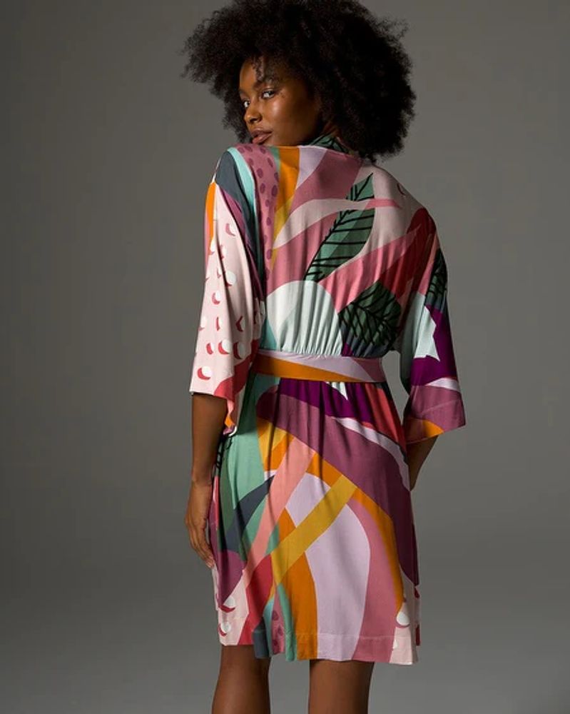 Soma Cool Nights Kimono Short Robe, Pink, size L/XL