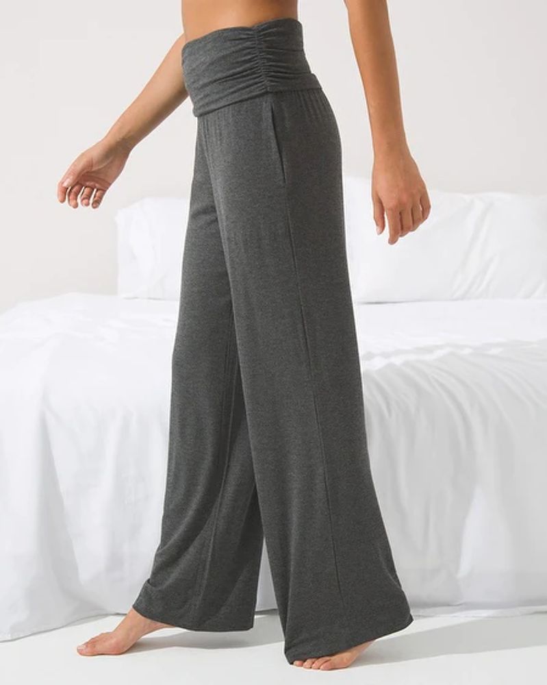 Soma Modal Foldover-Waist Pajama Pants, HEATHER QUARTZ 1
