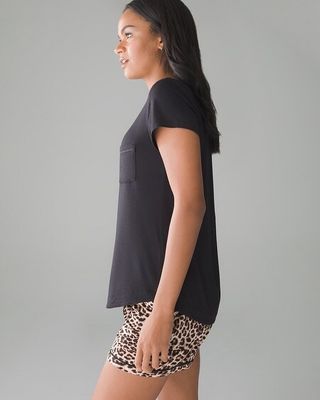 Soma Cool Nights Short Sleeve Pajama Shirt, Black, size XS