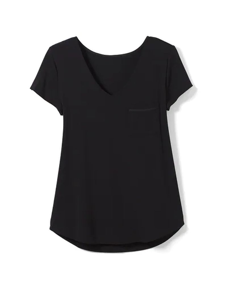 Soma Cool Nights Short Sleeve Pajama Shirt, Black, size S