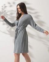 Soma Cool Nights Short Robe, Heather Graphite, Size XS