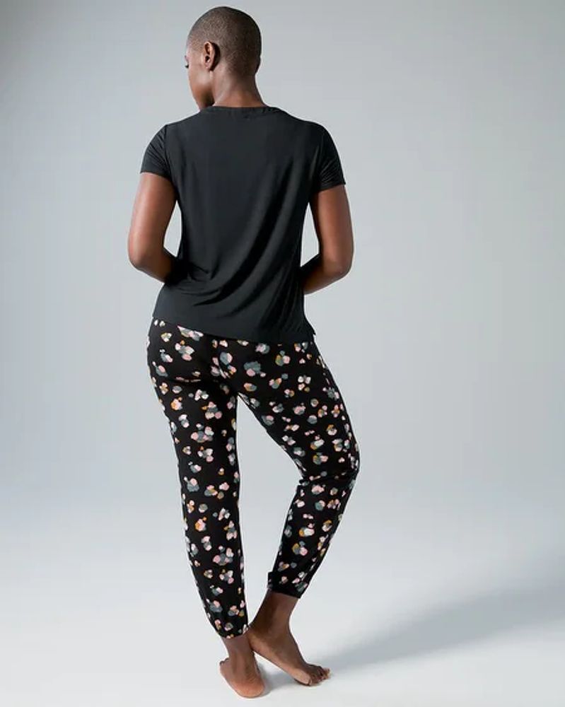 Soma Cool Nights Pajama T-Shirt & Jogger Pants Set, Dapple Dot Mini Black