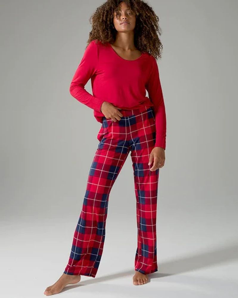 Soma Cool Nights Long Sleeve Pajama Set, Plaid, Red & Blue, size XS, Christmas Pajamas by Soma, Gifts For Women
