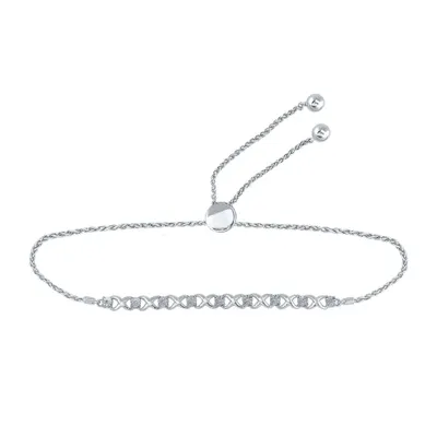 Sterling Silver Womens Round Diamond Infinity Bolo Bracelet 1/ Cttw