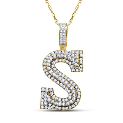 10kt Gold Mens Round Diamond Initial Letter Charm Pendant -/ Cttw