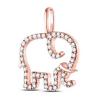 10kt Rose Gold Womens Round Diamond Elephant Animal Pendant 1/6 Cttw