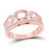 14kt Rose Gold Womens Round Diamond Chain Link Fashion Ring 1/4 Cttw