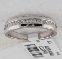 Sterling Silver Womens Round Diamond Single Row Band Ring 1/6 Cttw