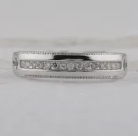 Sterling Silver Womens Round Diamond Single Row Band Ring 1/6 Cttw