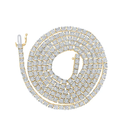 10kt Gold Mens Round Diamond -inch Tennis Chain Necklace -/ Cttw