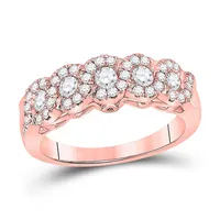 14kt Rose Gold Womens Round Diamond 5-Stone Band Ring 3/4 Cttw