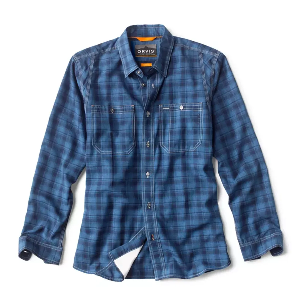 Men's Tech Chambray Work Shirt Blue Plaid Orvis