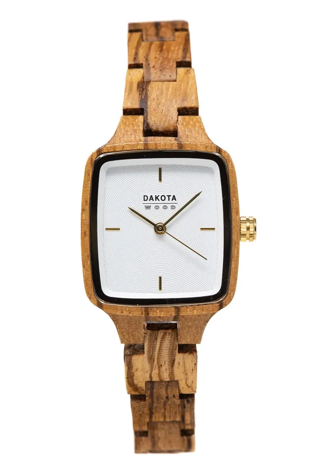 Dakota Watch Company Small Ladies Square Wood Zebrawood