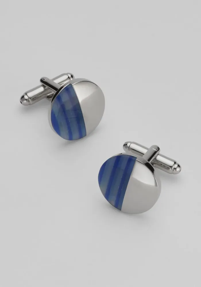 JoS. A. Bank Men's Cat's Eye Cufflinks, Metal Silver Hamilton Place