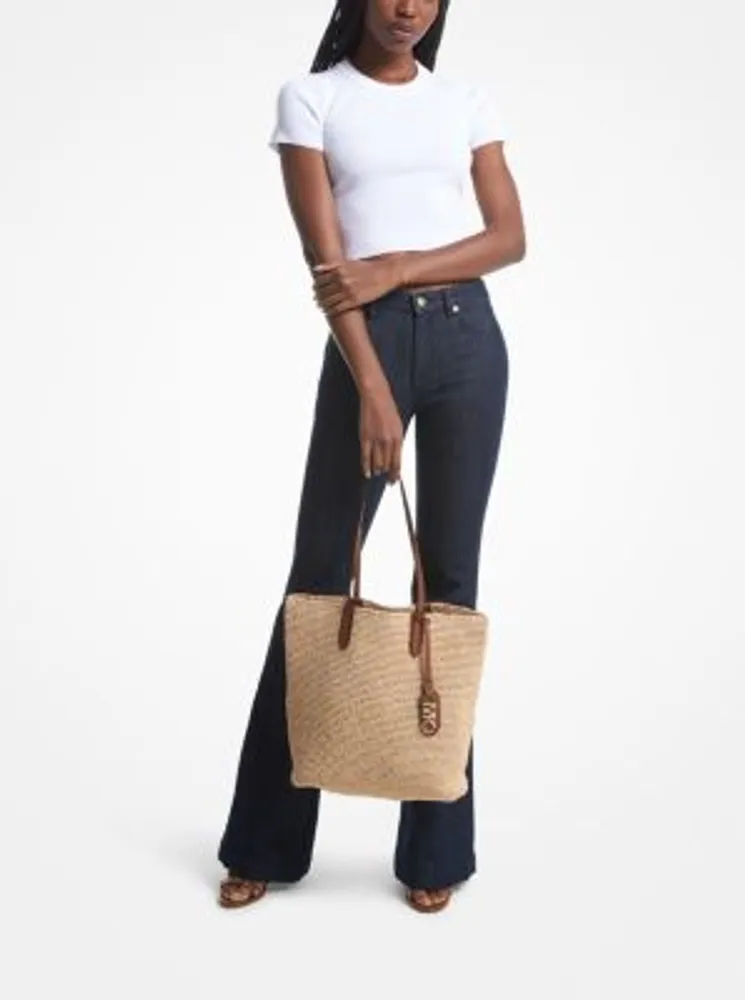 Michael kors shop straw tote bag