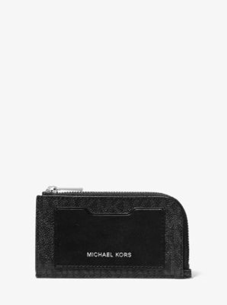 Michael kors black deals zip around wallet