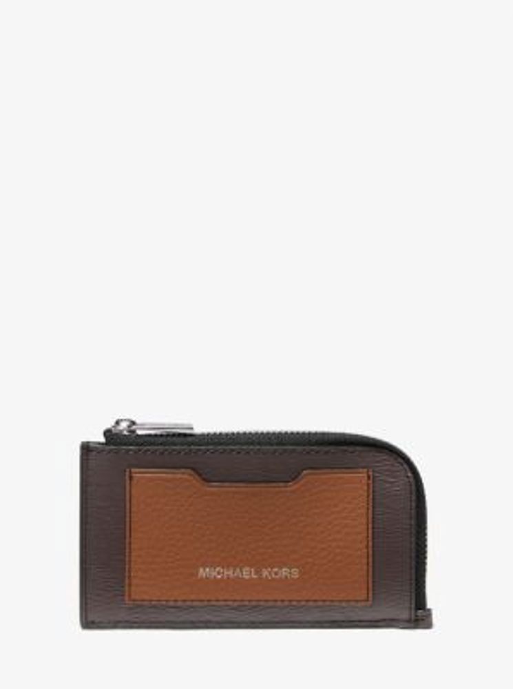 Michael Kors Hudson Two-Tone Leather Zip-Around Card Case