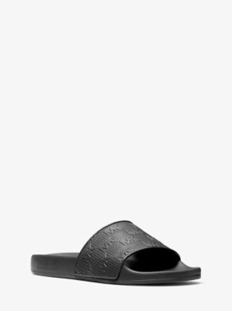 Michael Kors Gilmore Logo Embossed Faux Leather Slide Sandal