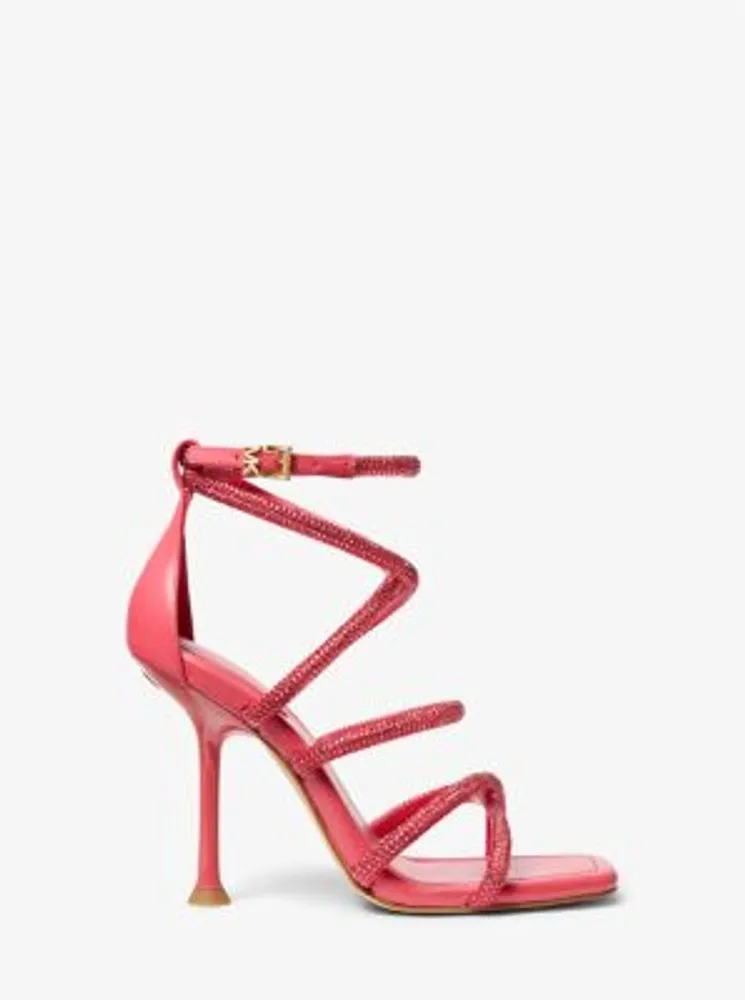 【Michael Kors】Imani Embellished Scuba and Faux Leather Michael Kors Imani Embellished Scuba and Faux Leather Sandal