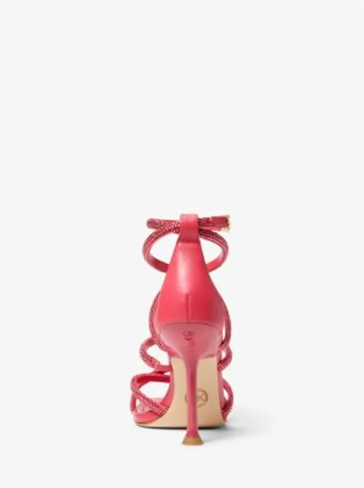 【Michael Kors】Imani Embellished Scuba and Faux Leather Michael Kors Imani Embellished Scuba and Faux Leather Sandal