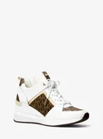 Michael Kors Georgie Metallic Logo and Leather Trainer